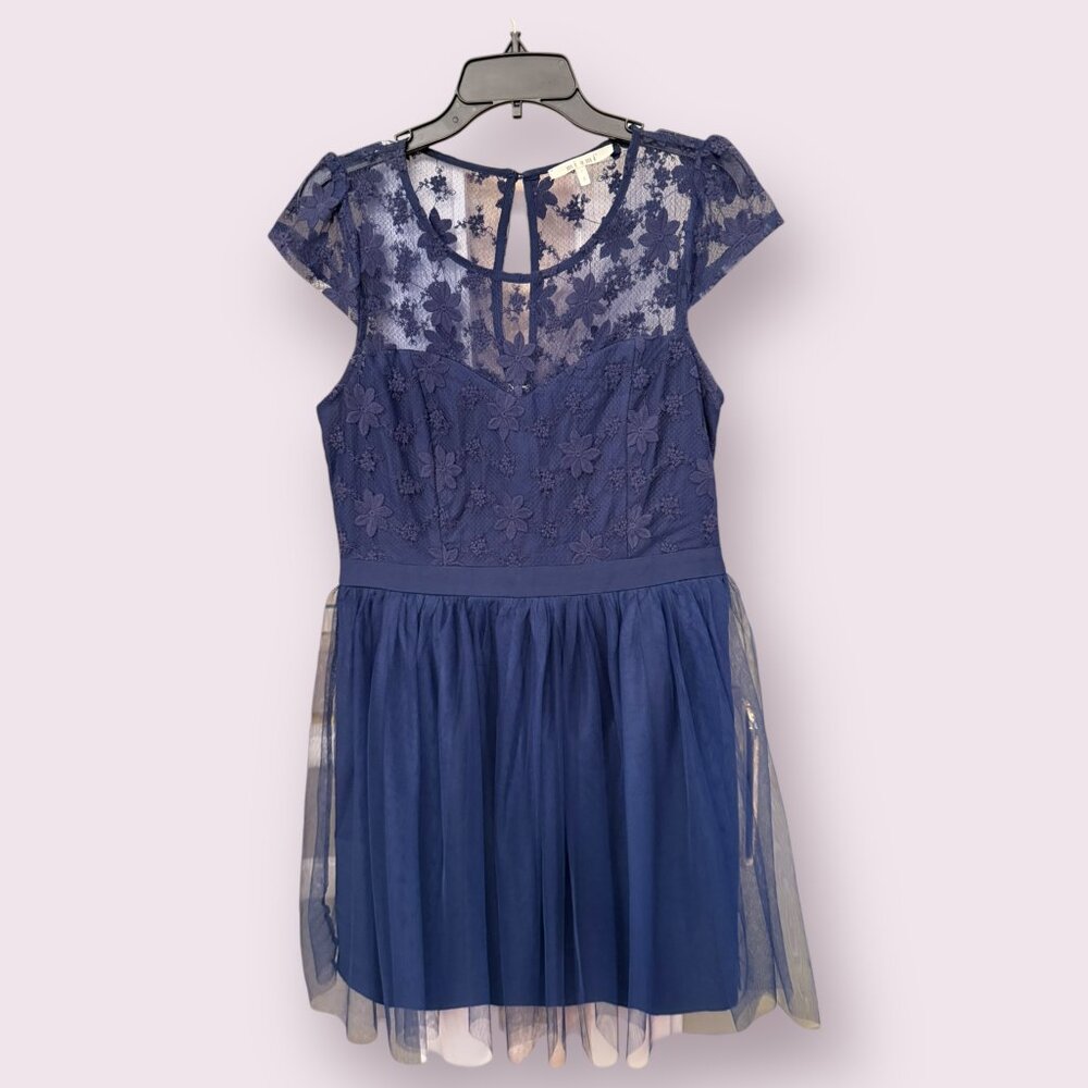 🦋 MIAMI Lace & Tulle Party Dress | Size L | Navy Blue 🦋